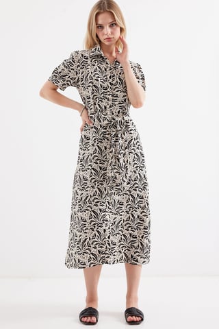 Patterned Midi Shirt Dress