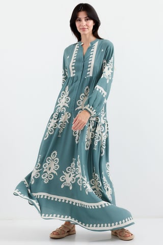 Printed V-Neck Maxi Dress
