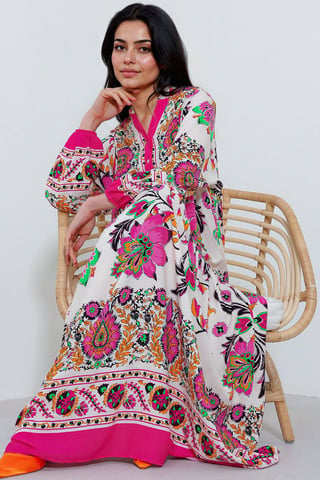 Printed V-Neck Maxi Dress