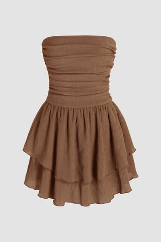 Strapless Textured Ruffle Mini Dress