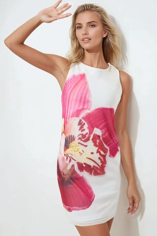 Bodycon Mini Dress with Floral Pattern