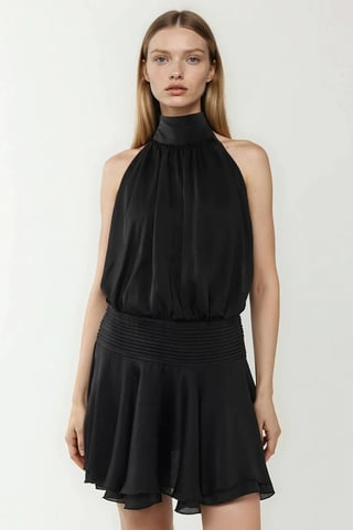 Textured Turtleneck Mini Dress