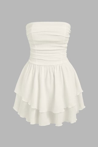 Strapless Textured Ruffle Mini-jurk