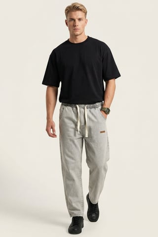 Elastic Waist Denim Pants
