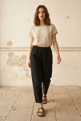 Elastic Waist Straight Leg Pants