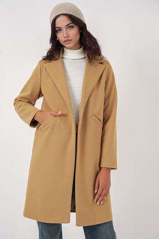 Buttoned Long Coat with Pockets