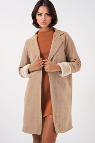 Buttoned Long Coat with Pockets