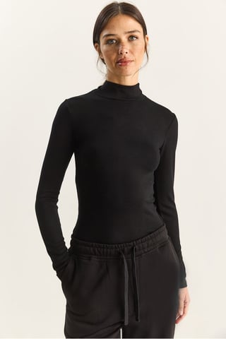 Slim Fit Long Sleeve Half Turtleneck Top