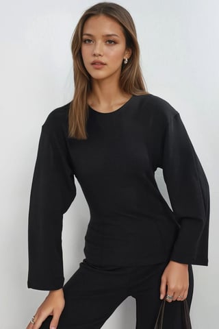 Kulört långärmad åtsittande blus