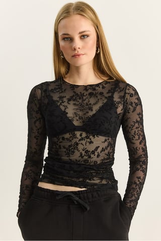 Floral Drape Crew Neck Blouse
