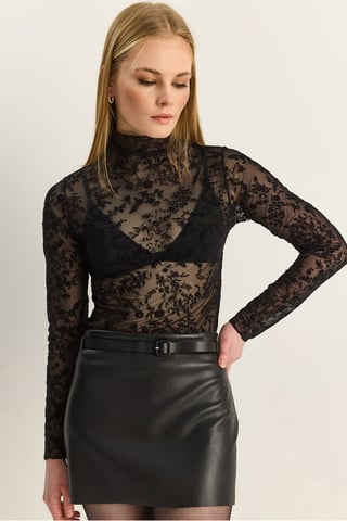 Blommig Slim Fit Halvpolotröja