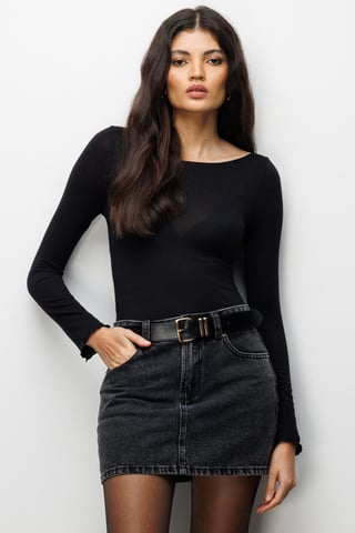 Slim Fit Boat Neck Blouse