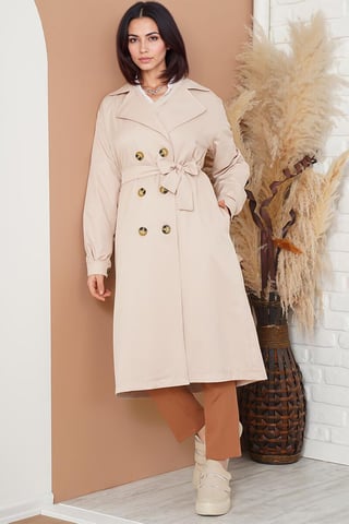 Double Breasted Long Trench Coat