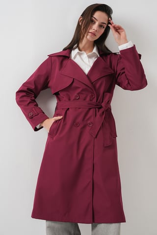 Double Breasted Long Trench Coat