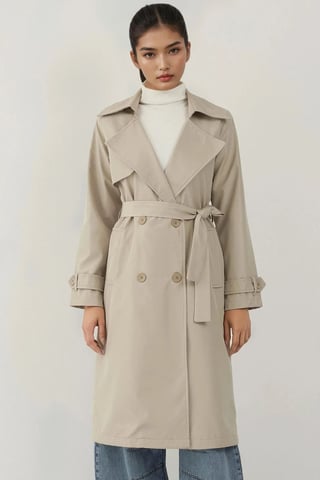 Double Breasted Long Trench Coat