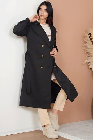 Double Breasted Long Trench Coat