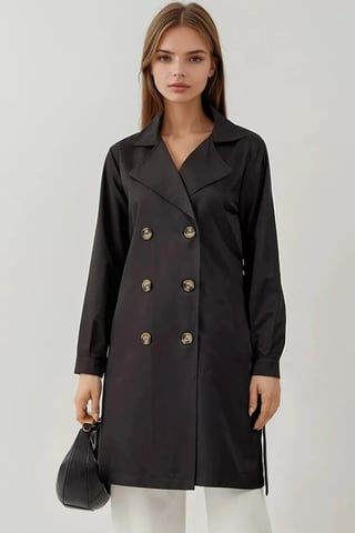 Double Breasted Elastic Trench Coat