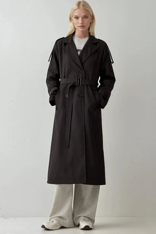 Double Breasted Long Trench Coat