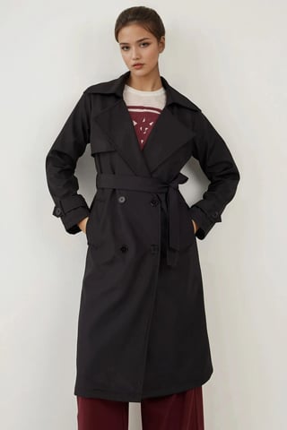 Double Breasted Long Trench Coat
