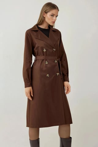 Double Breasted Long Trench Coat
