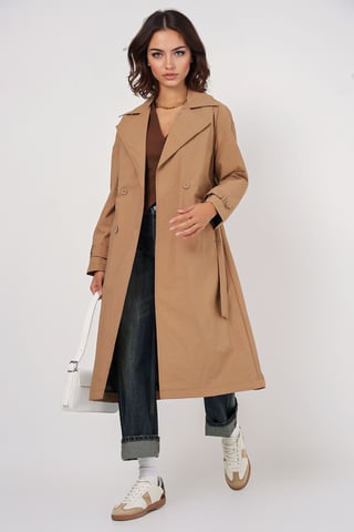 Double Breasted Long Trench Coat
