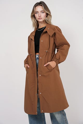 Long Lined Trench Coat with Turndown Collar