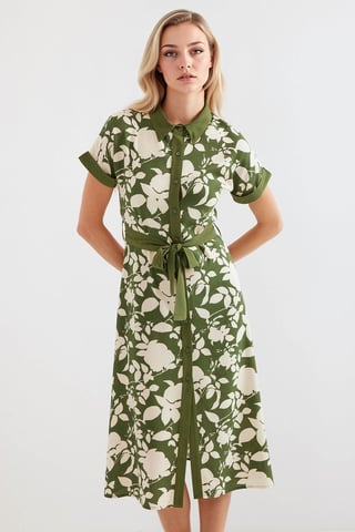 Flowering Midi Dress with Bow