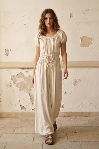 Square Collar Maxi Dress with Tie Detail