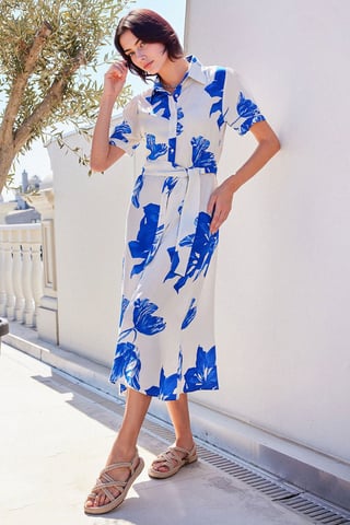 Patterned Midi Shirt Dress