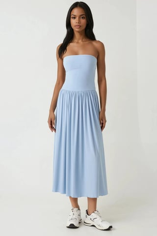 2-in-1 Midi Elastic Strapless Dress/Skirt