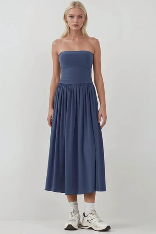 2-in-1 Midi Elastic Strapless Dress/Skirt
