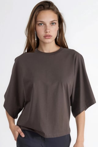 Oversized Ribbed Crew Neck T-Shirt