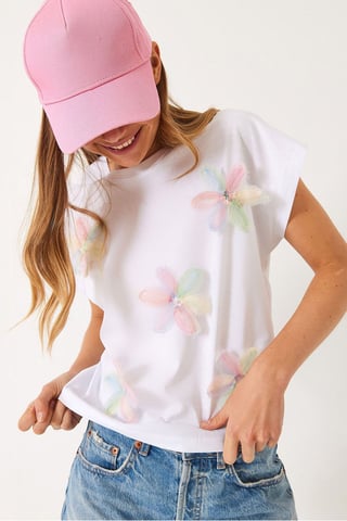 Embroidered Short Sleeve Crew Neck Tee