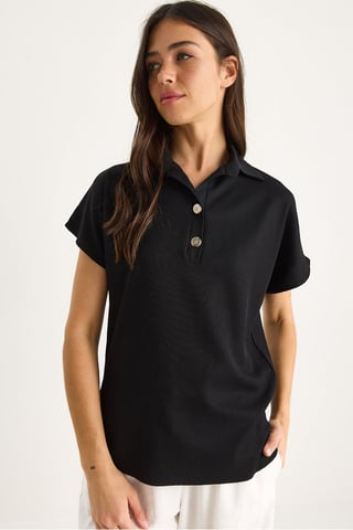 Relaxed Fit Buttoned Polo T-Shirt