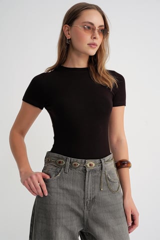 Slim Fit Crew Neck T-Shirt i Bomull
