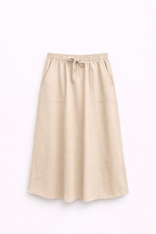 High-Waisted Poplin Skirt with Drawstring Detail