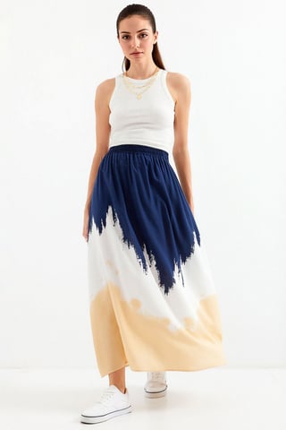 Gradient Maxi Skirt with Elastic Waist