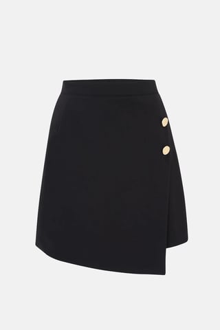 Mini Wrap Skirt With Gold Button Details