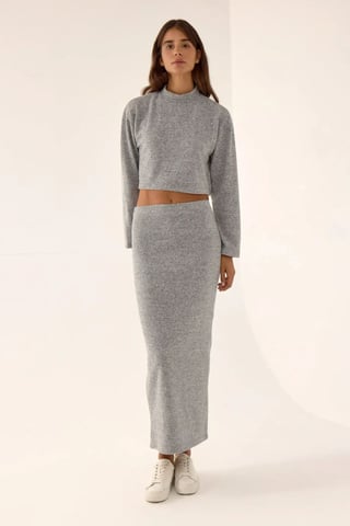 Låg midja stickad bodycon maxikjol