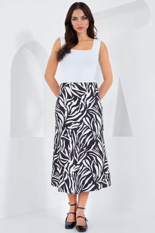 Satin A-Line Elastic Waist Midi Skirt