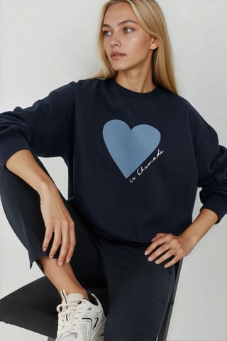 Printed Crew Neck Raised Sweatshirt