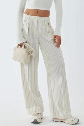 Striped Wide Leg Pleated Palazzo Pants