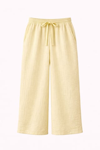 High Waist Textured Muslin Fabric Pants