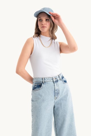 Höghalset Ribbat Bodycon Topp