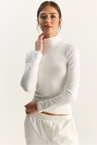 Slim Fit Lange Mouwen Halve Turtleneck Top