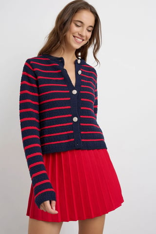 Geknopte Gestreepte Cardigan