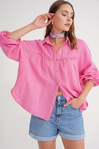 Textured Cotton Button-Up Shirt