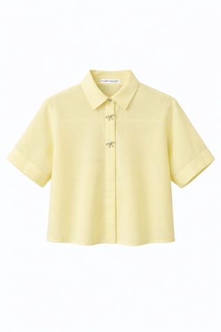Short Sleeve Crop Shirt with Stone Accessories