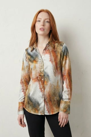 Abstract Print Buttoned Long Sleeve Shirt