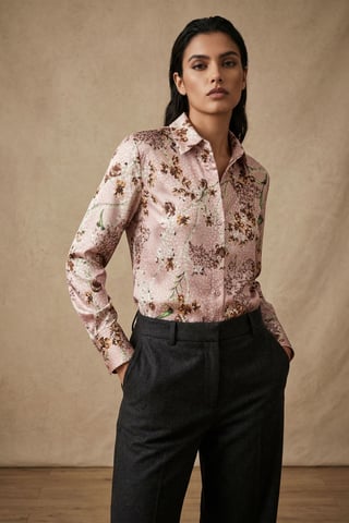 Floral Print Long Sleeve Button-Up Shirt